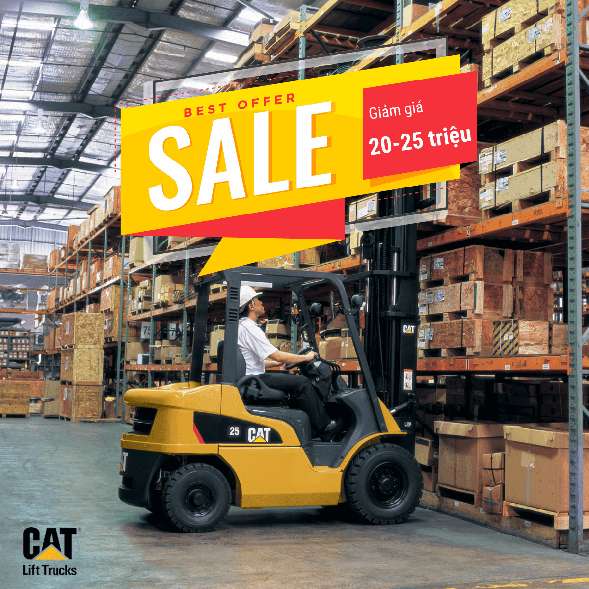 Giảm giá đến 60 triệu VNĐ cho xe nâng Cat chính hãng