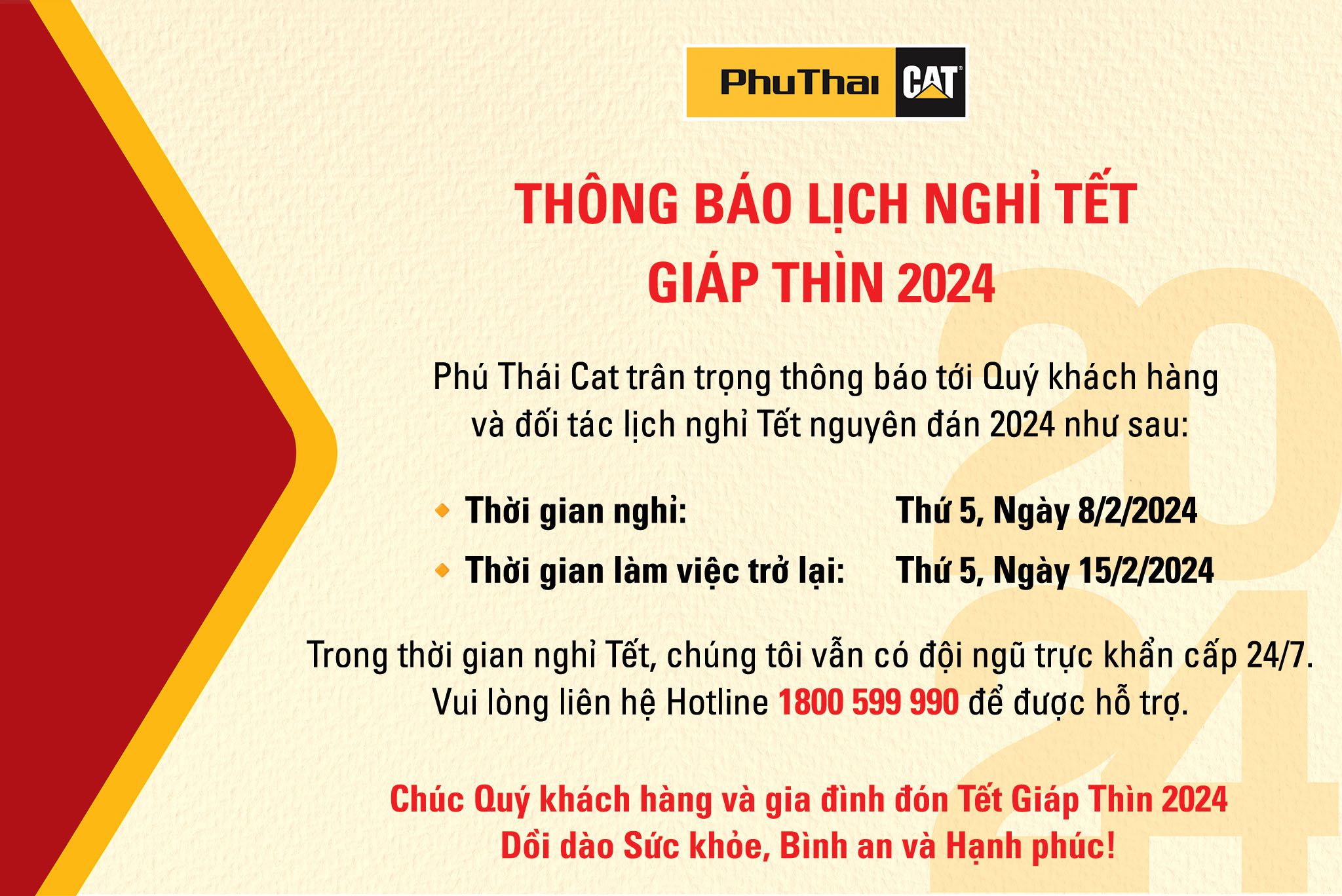 THÔNG BÁO LỊCH NGHỈ TẾT GIÁP THÌN 2024
